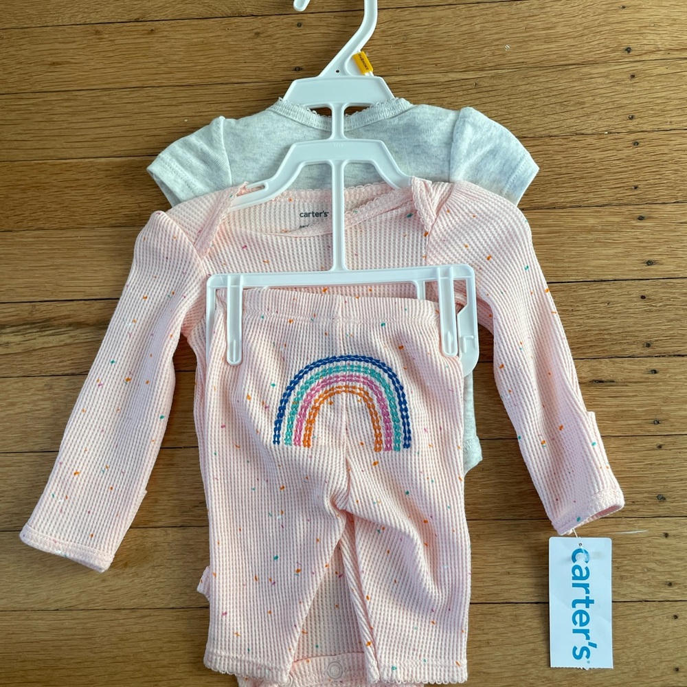 NWT Carter's Baby Girl Rainbow & Dots Matching Set - NB